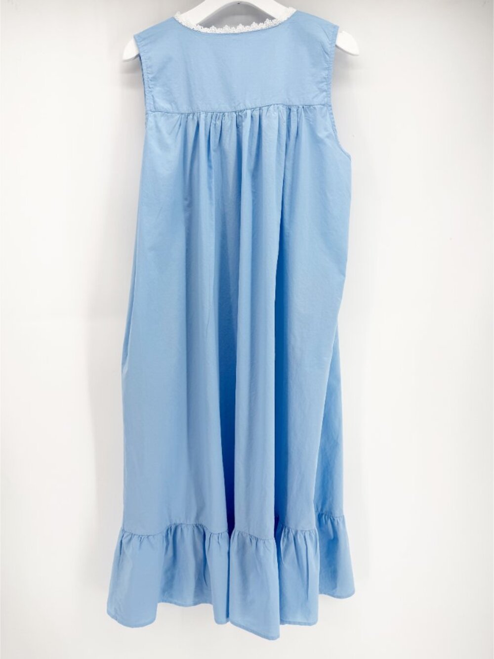 Aoiier blue cottagecore lace trim cotton midi dress nightgown coquette XXL - Picture 6 of 10